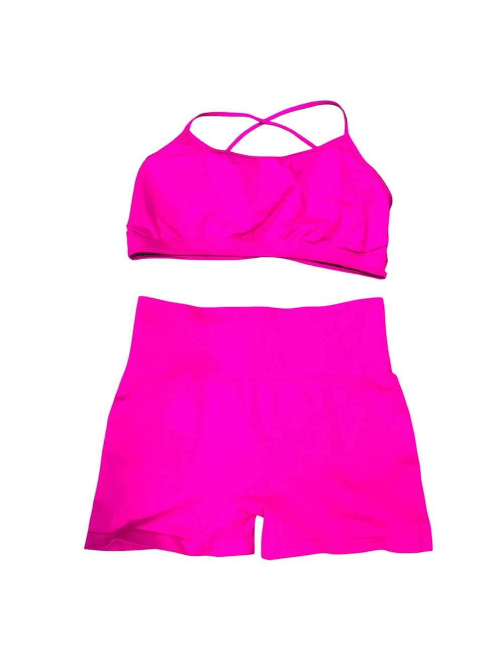Seamless Scrunch Butt Workout Set with Cross-Back Sports Bra and High-Waisted Sh